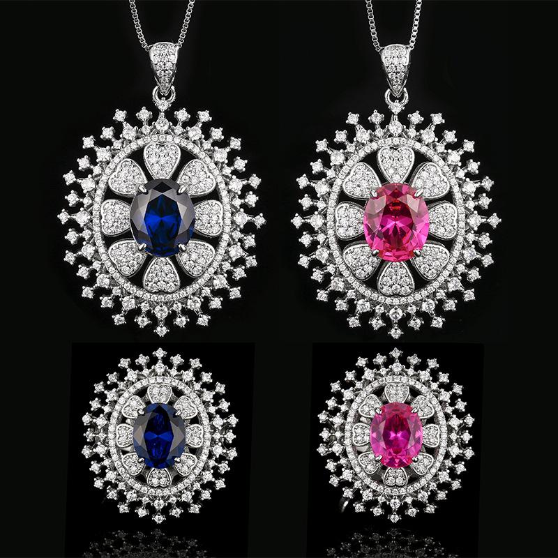 Accessories Necklaces Rings Jewelry Manufacturers Sets Red Blue Sunflower Designs High-end Women's