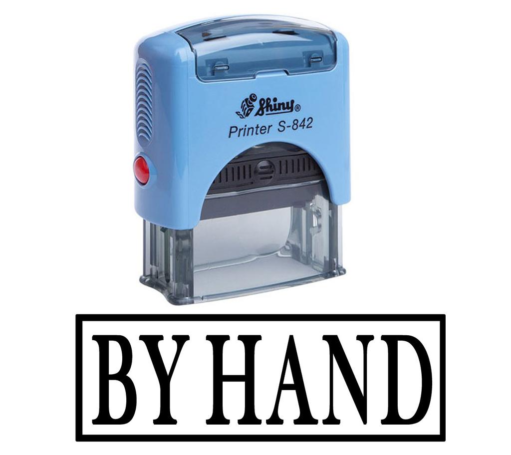 BY HAND Self Inking Rubber Stamp Office Stationary Custom Shiny Stamp