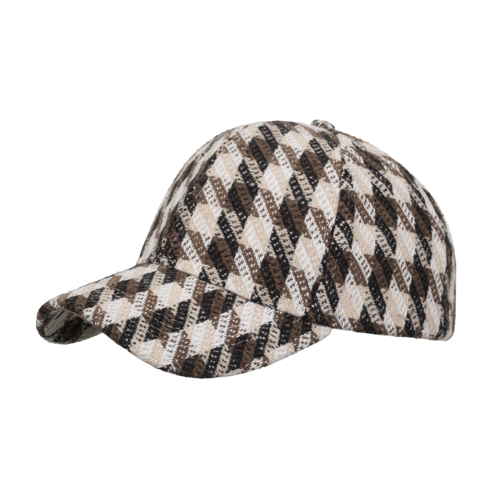 

European and American new autumn and winter plaid oblique striped cap baseball cap men s and women s gender-neutral sun hat кавовий