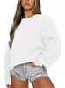2024 European & American Women's Casual Solid Color Round Neck Loose Hoodie