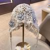 French Heavy Industry Crochet Bag Head Hat Hollow Breathable Lace Stacking Hat Mori Literary Sun Hat Atmosphere Cold Hat