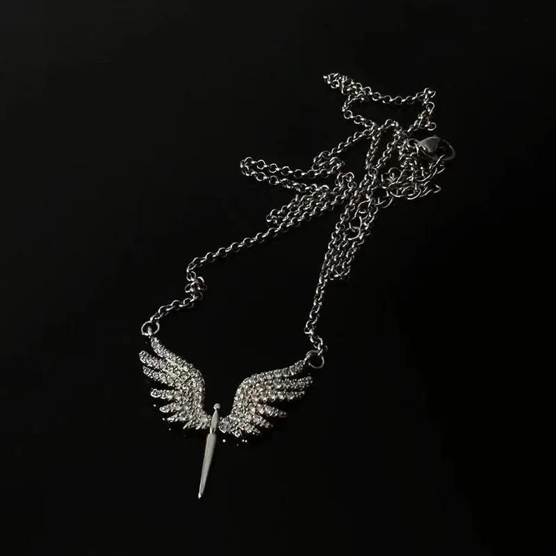 Shiny Luxury Rhinestone Angel Wing Pendant Creative Clavicle Chain Choker Necklace For Women Neck Jewelry Accessories Gift