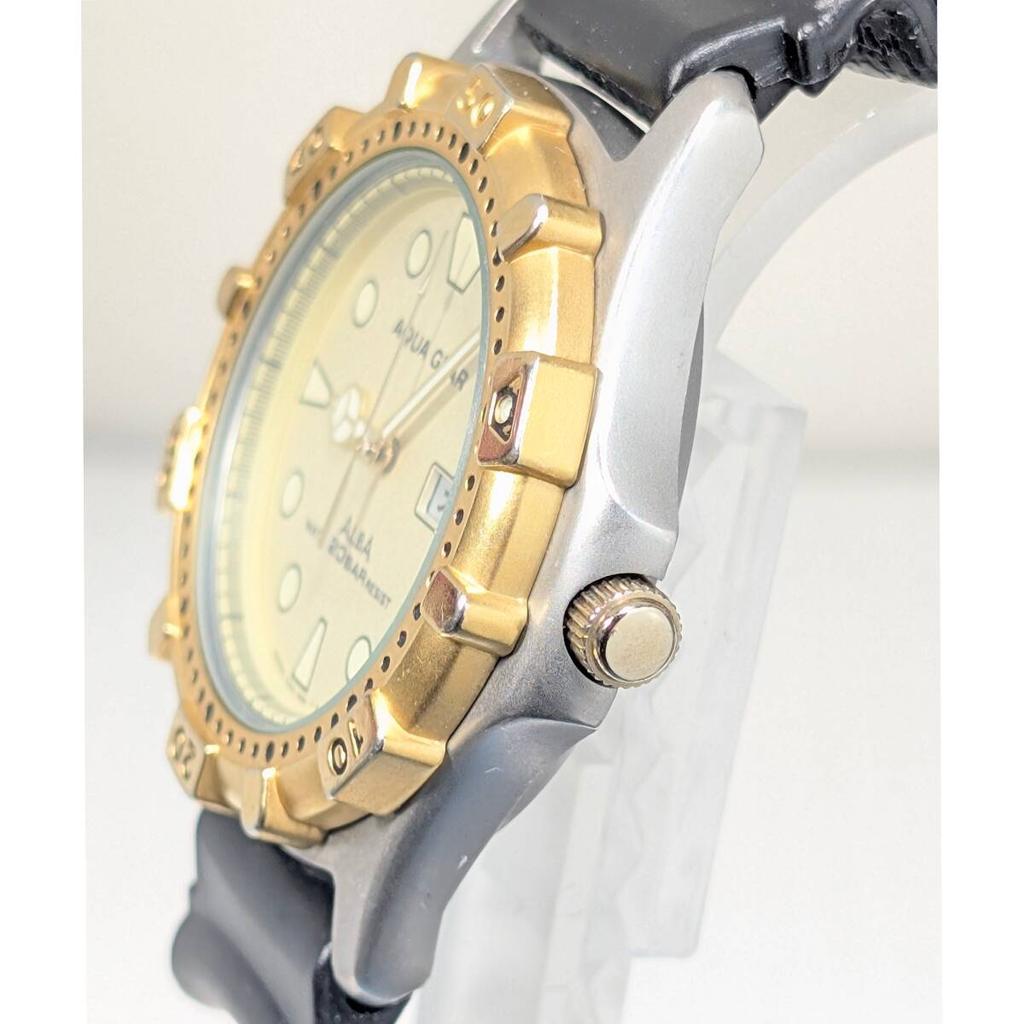 SEIKO ALBA AQUA GEAR Battery and Strap Working Men's Watch, Replaced, Condition, I-20
