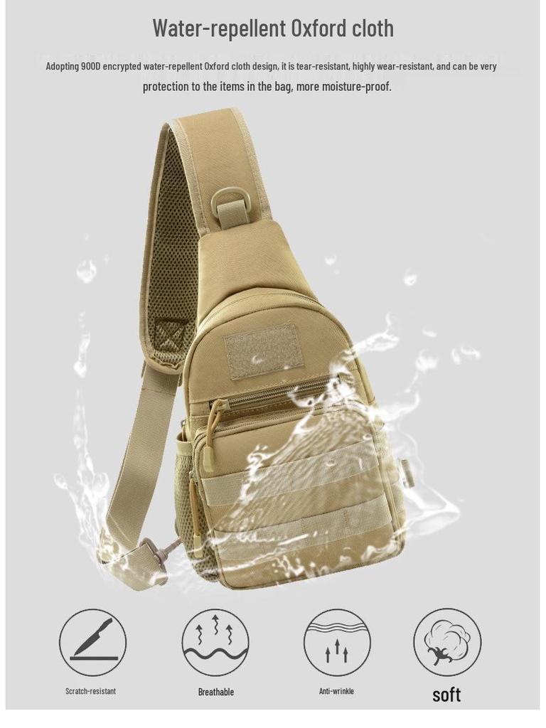 Men's Outdoor Multifunctional Crossbody Chest Bag with Water Bottle Holder - Ideal for Travel, Sports, and Mountaineering
