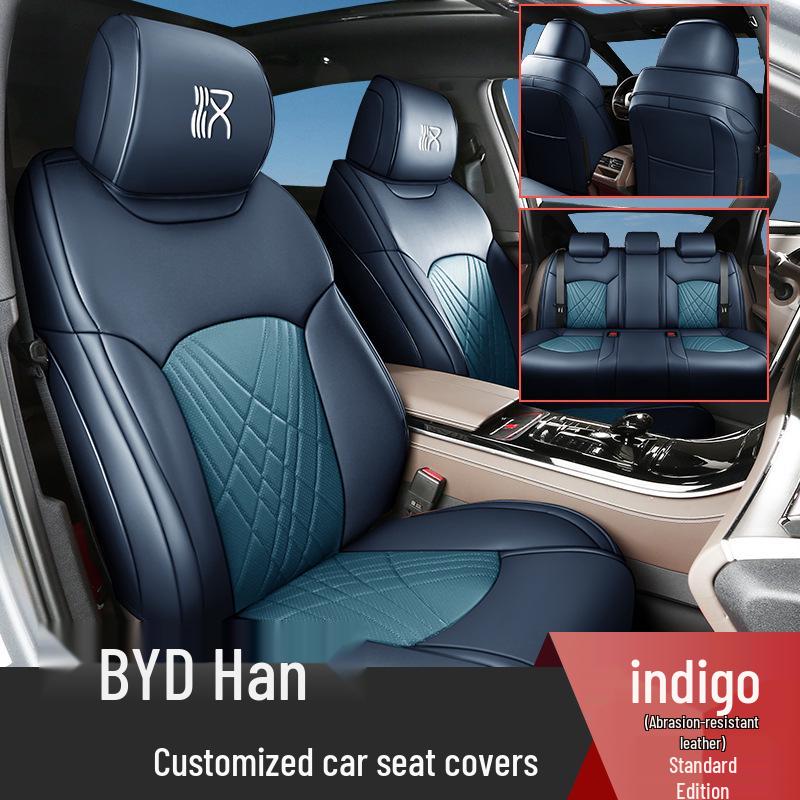 Durable Leather Seat Cover for BYD Han - Suitable for All Seasons, Fits Five Seats