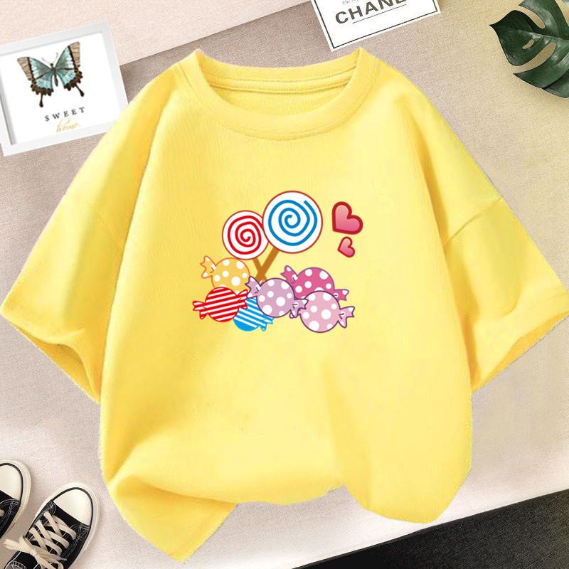 Girl Shirt Candy Lollipop Sweet T Shirts Girl Clothes Outfit Kids Tops Baby Girl Clothes T-shirts Child Clothing