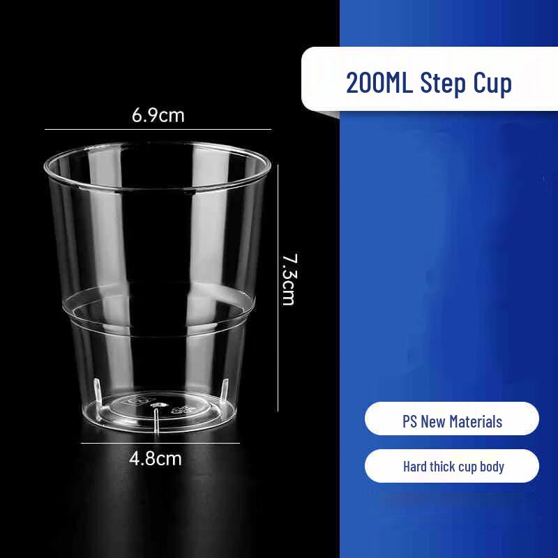 200ml Disposable Hard Plastic Cups (50-Pack)