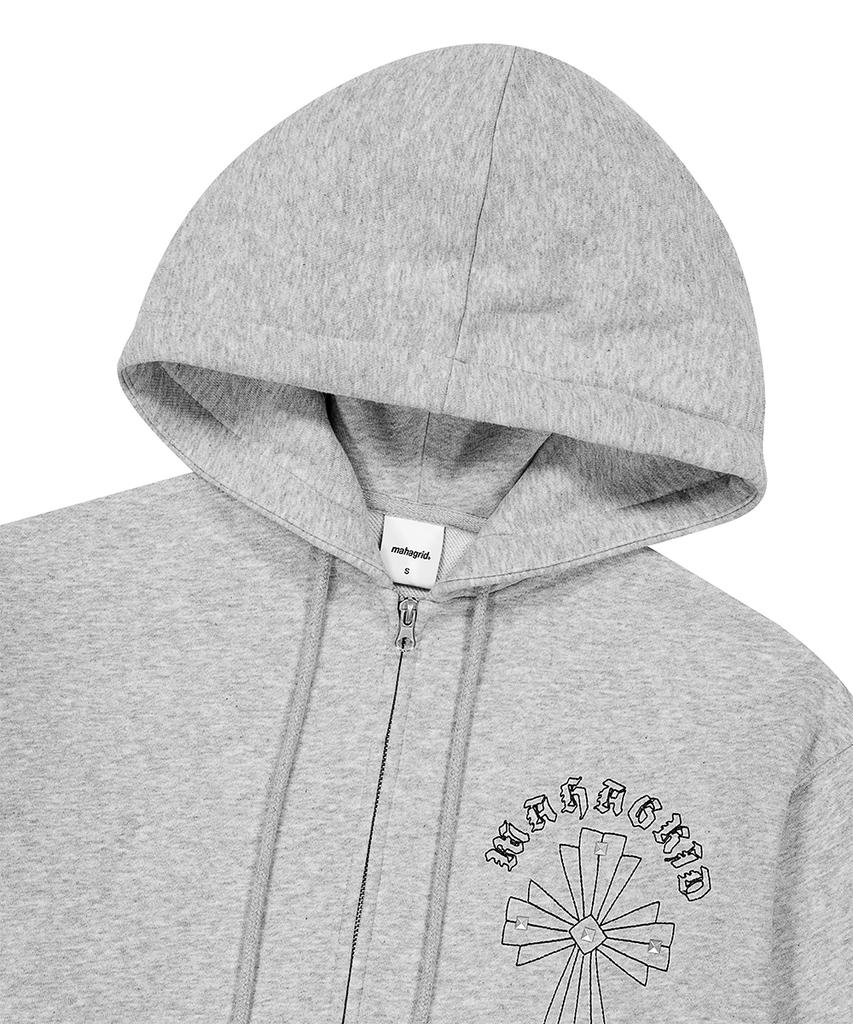 Mahagrid Cross Stud Hood Zip Up Gray(Mg2Gsmm480A)