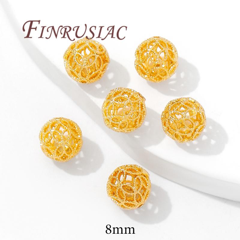 

8mm 10mm Beads,Separators For Bracelets 18K Gold Plated Spacer Beads,Round Beads,DIY Jewelry Accessories,Necklace Findings 2 pcs