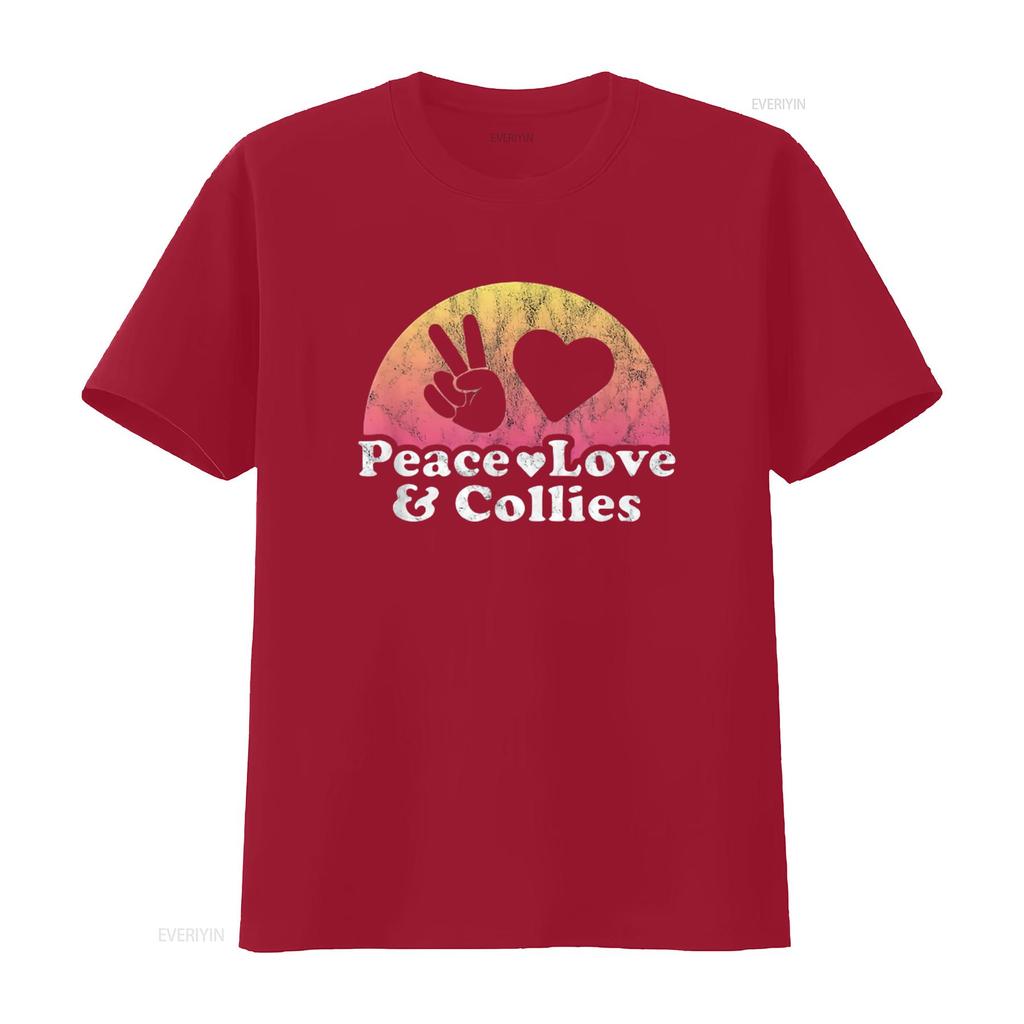 Womens Peace Love and Collies Collie T Shirt Black Large vintage Washed Versatile Breathable homme graphic Unisex Stylish