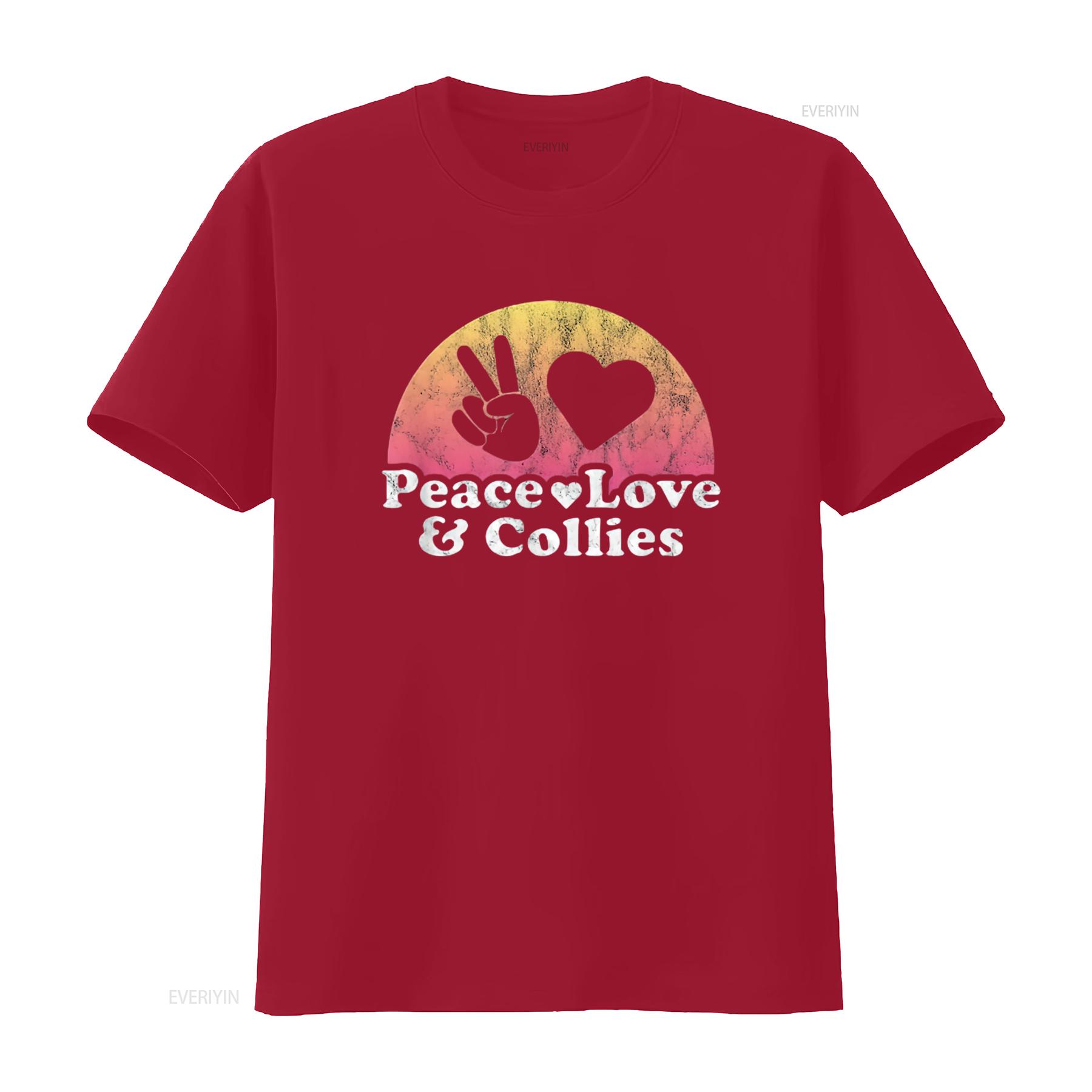 

Womens Peace Love and Collies Collie T Shirt Black Large vintage Washed Versatile Breathable homme graphic Unisex Stylish S
