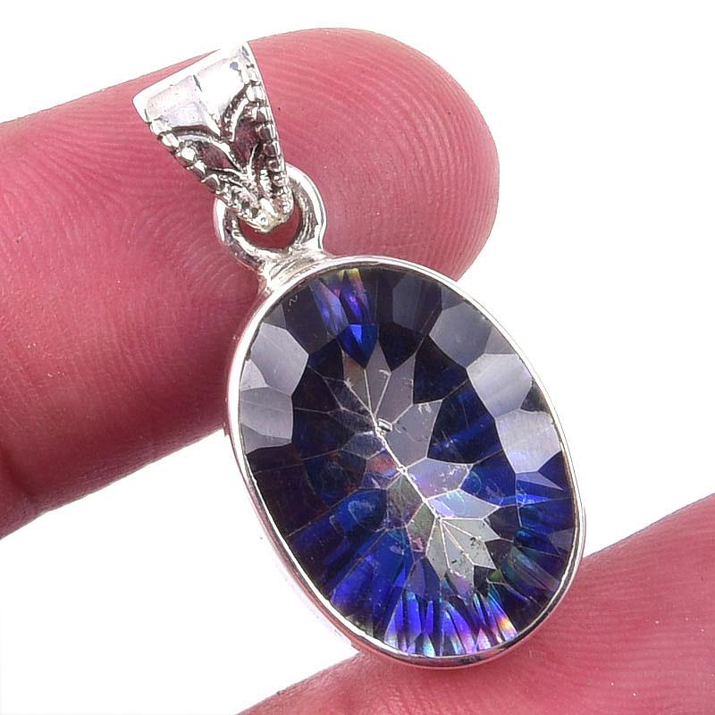 

Natural Mystic Topaz Gemstone 925 Solid Sterling Silver Gift Pendant 1.25 O4P94