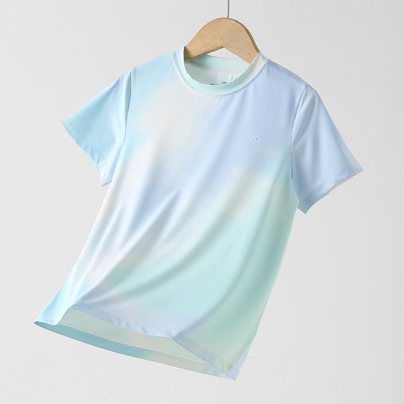 Children's Quick-Dry Tie-Dye Ice Silk T-Shirt - Summer 2025 Short Sleeve Sports Top for Girls & Boys