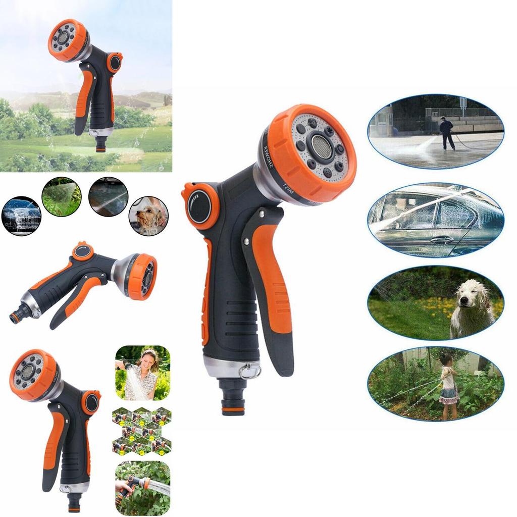 Durable 8 Function Spray Gun Head With Comfortable Grip For Outdoor Watering And Cleaning