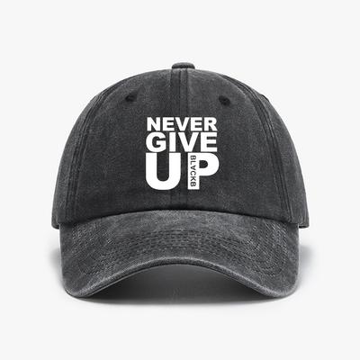 Never Give Up Motivational Baseball Cap for Unisex Lightweight Breathable Denim Style Adjustable Caps Casual Sun Snapback Hat
