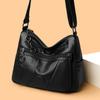 Vintage Leather Crossbody Bag Heart Motif Detail Multi Zipper Pocket Casual Shoulder Purse for Women