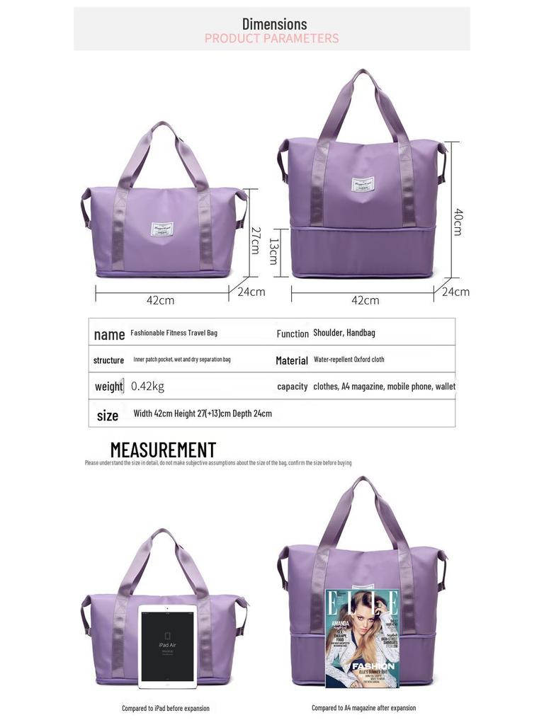 Foldable Large Capacity Travel & Fitness Bag with Wet/Dry Separation