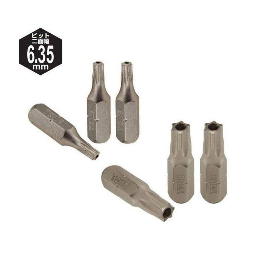 TONE Torx Bit BTT10HS Bit Insertion Set T-Type (Tamper-Resistant) T10H, 3-Piece