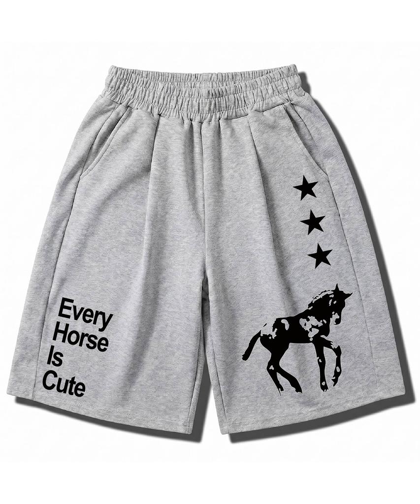 UNDEROFF Balloon Curved Sweatshirt Bermuda Pants Horse Grey