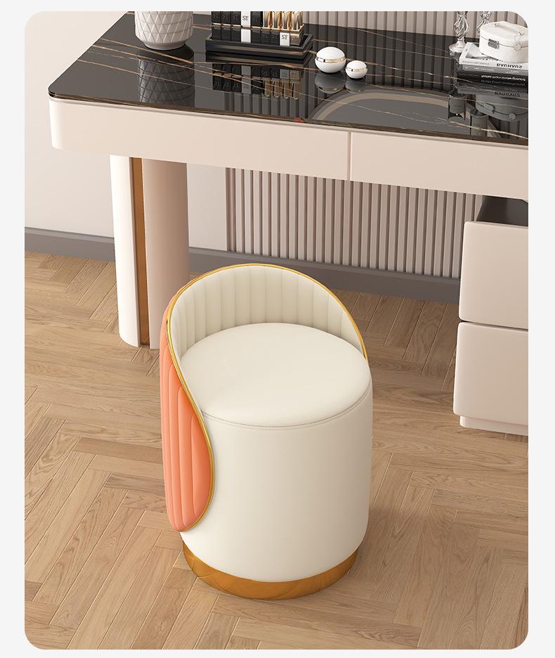 Stołek do makijażu z litego drewna: Lekki Luksus Okrągłe Krzesło do Salonu lub Toaletki, Dostawa Tego Samego Dnia