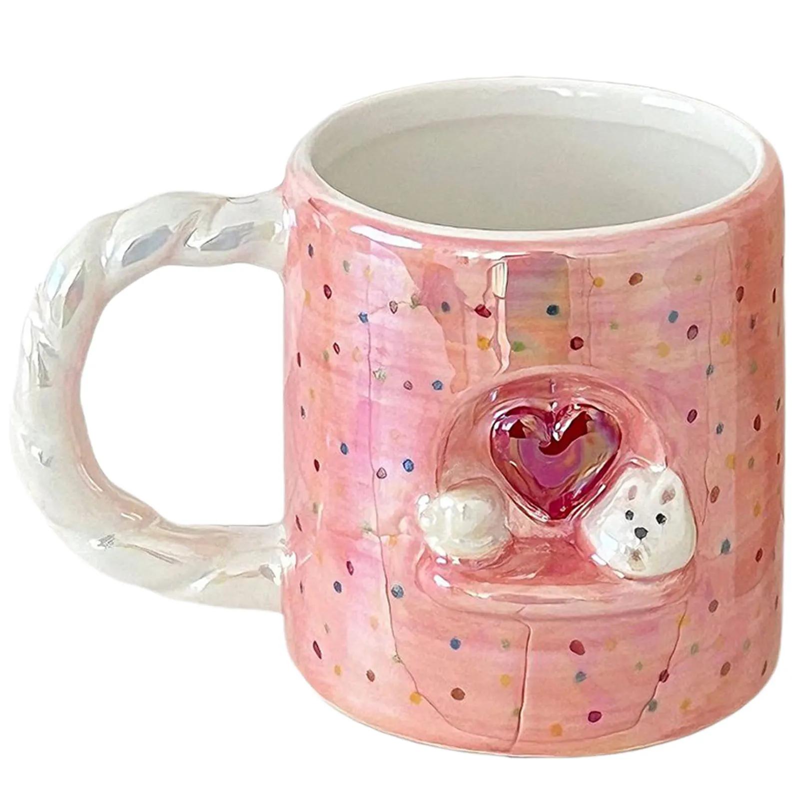 

Cute Cartoon Pearlescent Relief Puppy Mug Home High Appearance Level Ceramic Cup Kitchen Creative Couple Breakfast Coffee Cups As Shown
