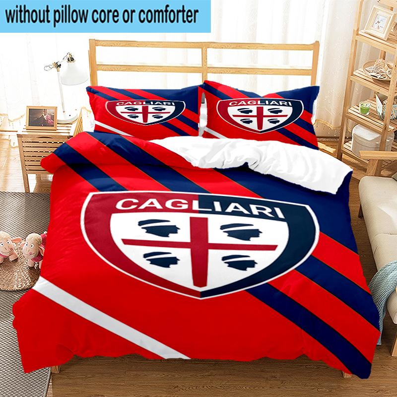 3PCS Football Cagliari Design Bedding Set,Including 1pc Duvet Cover And 2pcs Pillowcases Perfect for Bedroom, Dormitory, Fan Christmas gift