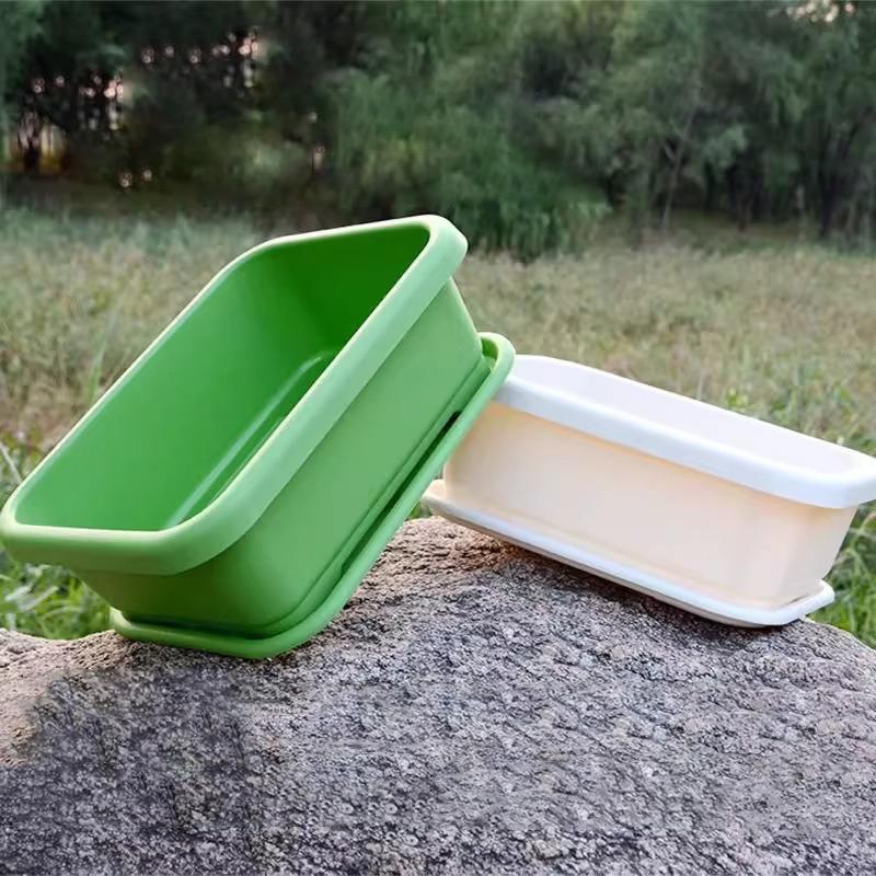 1Set Plastic Vegetable Planters With Tray Rectangular Flowerpots For Balcony Indoor Gardening Breathable Plants Pots Garden Tool
