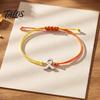 Braided Rope Wristband 2 Pcs Breast Cancer Awareness Bracelets, Adjustable String Comfortable Daily Wear Jewelry Bracelets with Ribbon Charm,