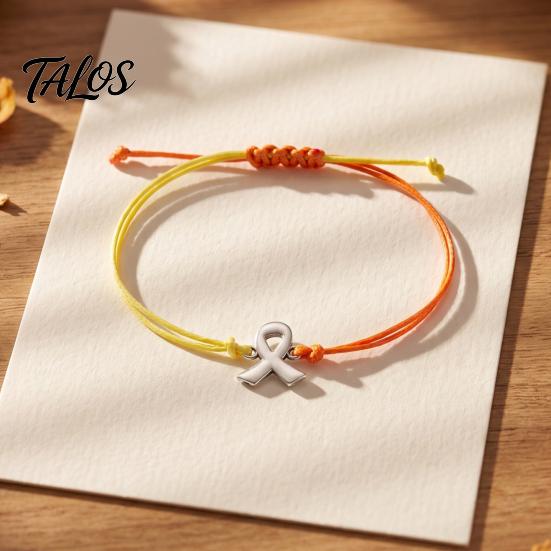 Braided Rope Wristband 2 Pcs Breast Cancer Awareness Bracelets, Adjustable String Comfortable Daily Wear Jewelry Bracelets with Ribbon Charm,