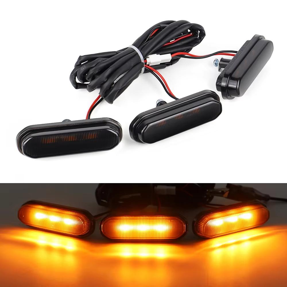 3Pcs Smoke/Yellow Front LED Grill Lights for Ford Bronco Sport 2025-2025 Amber Lighting Grille Lamps Kit with Wiring Harness