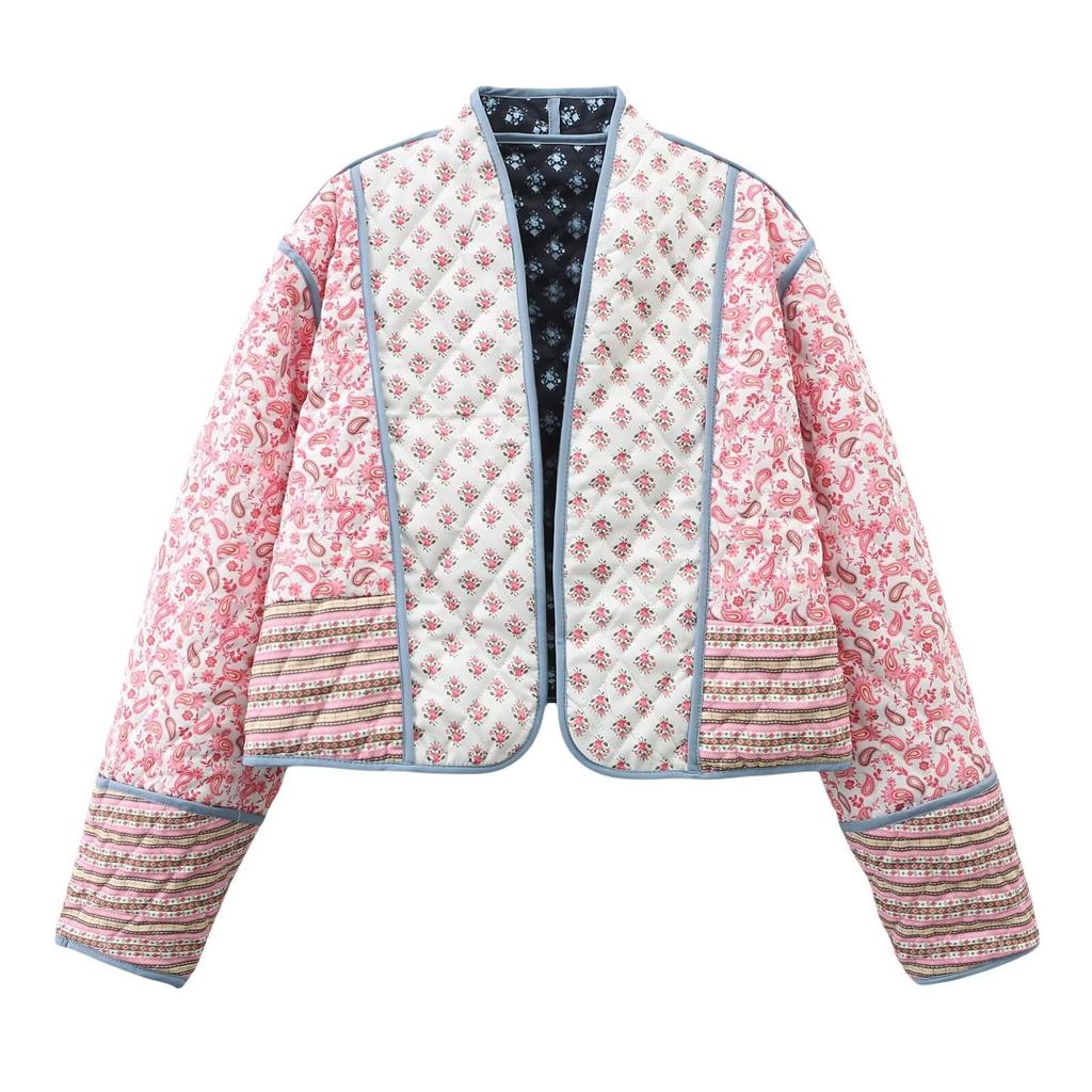Retro Fashion Quilted Cotton Printed Two-sided Cotton Jacket