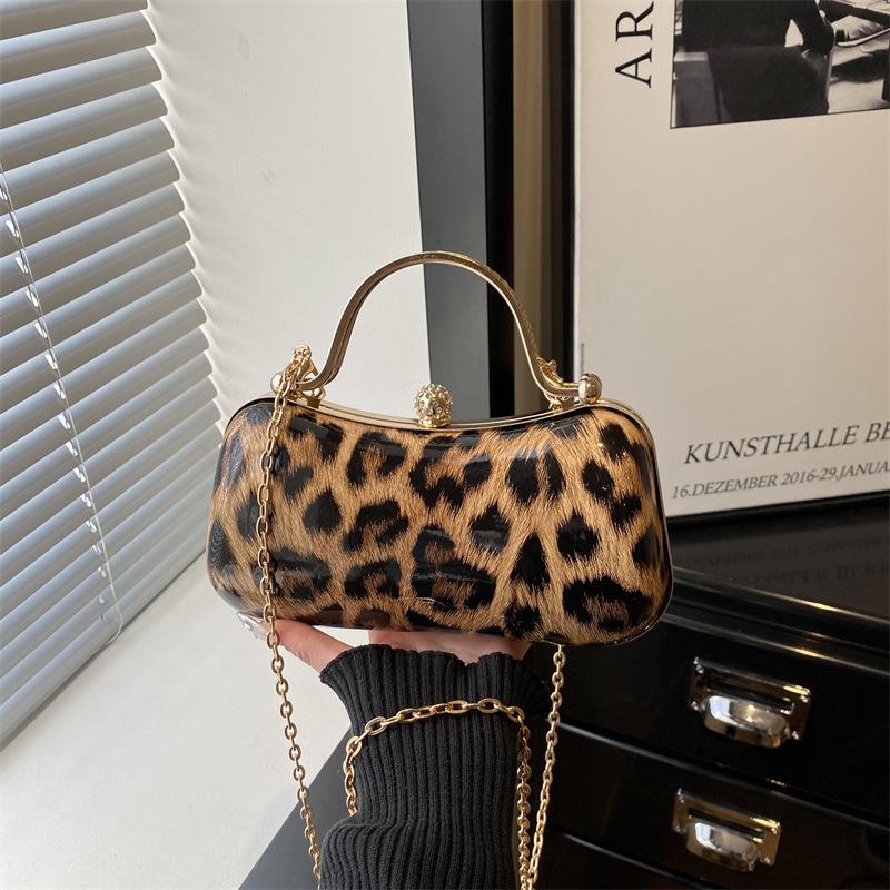 

Fashi Leopard Design Clip Shoulder Bags for Women Vintage Ladies Crossbody Bag Evening Clutch Versatile Female Handbag Purse коричневый