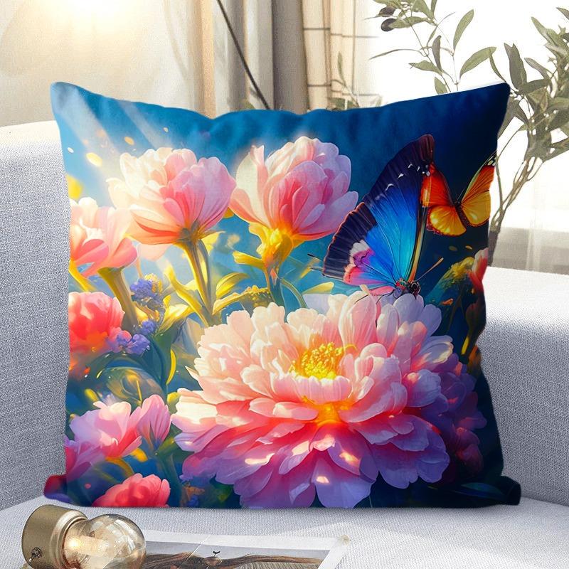 Dekoracyjna poszewka na poduszkę z motywem kwiatów piwonii, kwadratowa poszewka na poduszkę do salonu i sypialni