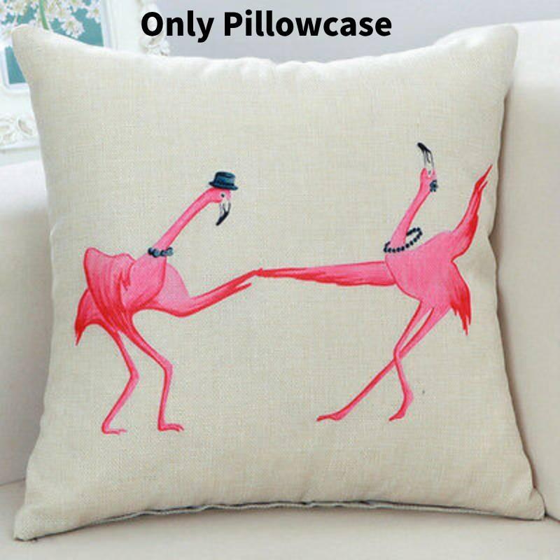 Adorable New Ins Flamingo Cartoon Soft Linen Throw Pillow For Cozy Sofa Decor