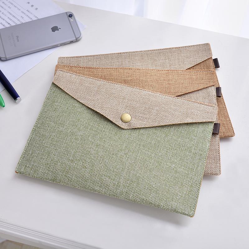 A4 Magnetic Button Linen-Feel Felt File Bag & Stationery Set for Office, Meetings, or School - A5 Document Storage