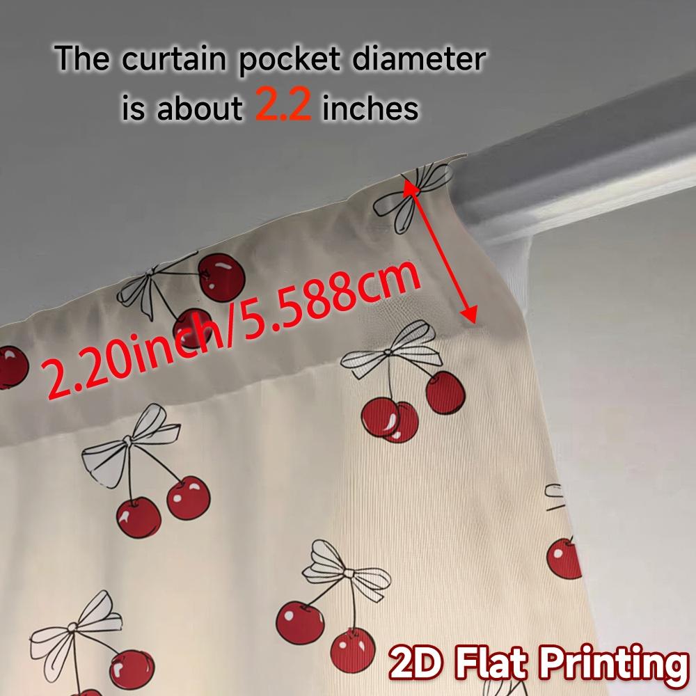 2pcs,Curtains Cherries and Bows Repeating Chic Contemporary Curtains Versatile Durable Polyester Curtains Decorations Outdoor