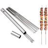 Set di Spiedini per Barbecue in Acciaio Inossidabile con Tubo di Conservazione Portatile Spiedini Metallici da Campeggio all'Aperto per Grigliare Carne Verdure e Altro