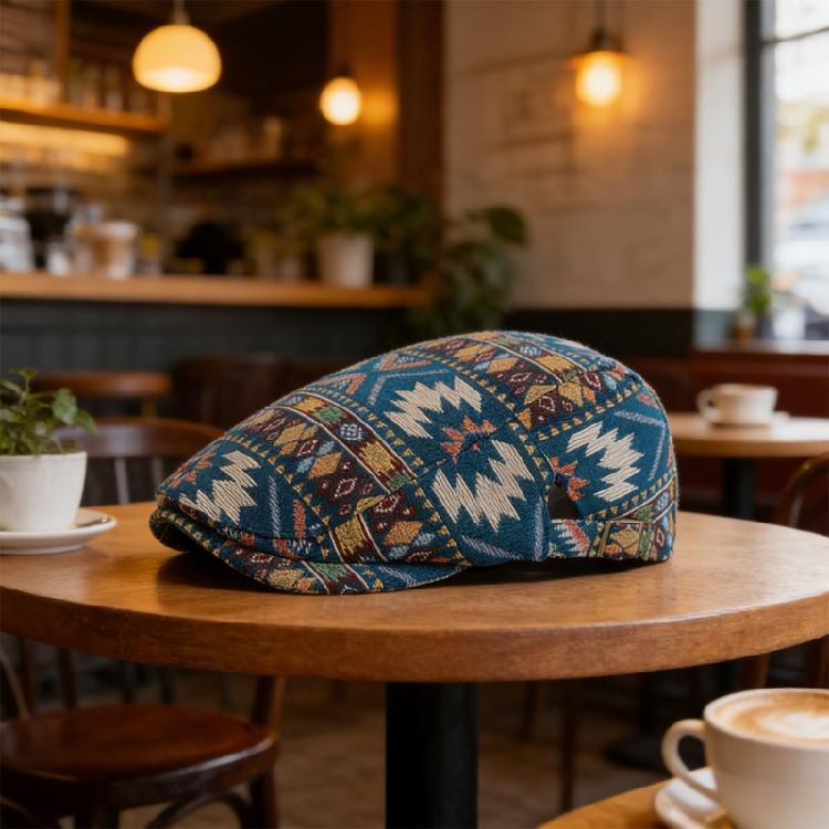 Elegant Embroidered Beret Hat Stylish Unisex Accessory Comfortable Wear For Outdoor Adventures And Social Gatherings