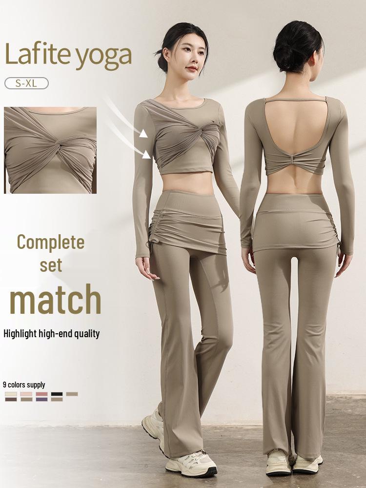 Yoga Set: Long Sleeve Sports Top with Built-in Bra, Slimming Fit, Beautiful Back Mesh for Pilates Training