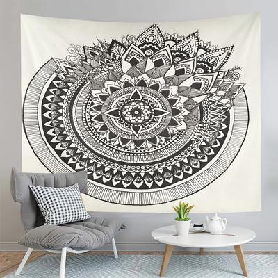 Schwarzer Mandala-Wandteppich Psychedelischer Ästhetik-Wandteppich Boho-Kunst-Wandteppich Wandbehang Heim Wohnzimmer Schlafzimmer Studentenwohnheim Wandteppiche