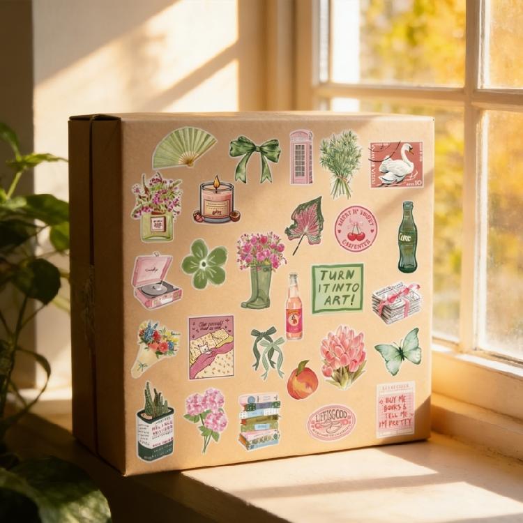 50Pcs Scrapbooking Decorative Sticker Adhesive Sticker for Scrapbooking Journal Laptop Phone Case Bike Embellishment