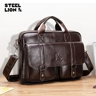 Pasta mensageiro masculina de couro genuíno 15 ''bolsa para laptop maletas masculinas escritório bolsa de negócios para bolsa de documentos