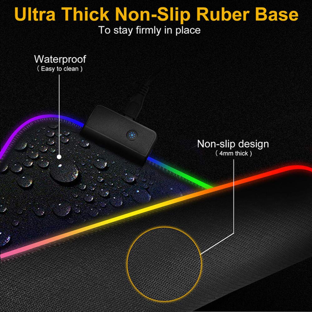 SQTYLJW Gaming Mouse Pad Life In Another Ram Rem Gaming Computer Mouse Pad Anime RGB Large Mouse Mat Rainbow LED Backlit 600x300 MM ReZERO -Starting