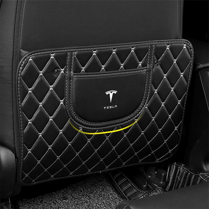 Car Anti-kick Pad Interior Leather Auto Seat Back Protector Pads Anti Scratch For Tesla Model S Model X Model Y Model 3 Roadster SpaceX