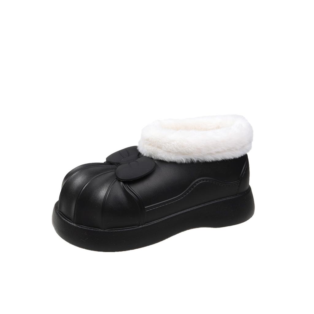 Autumn And Winter Women's Waterproof Rain Boots With Cotton To Keep Warm And Cute Cartoon Bow Ultra-light Waterproof Rain Boots