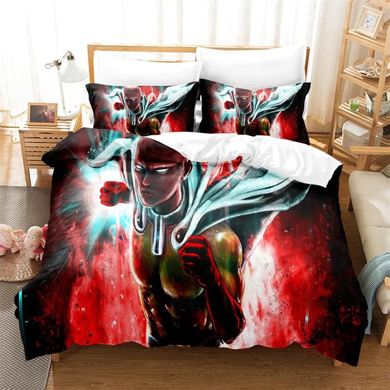Classic Cozy King Queen Twin Anime One Punch Man Saitama Bed Size Boys Girls Comforter Quilt