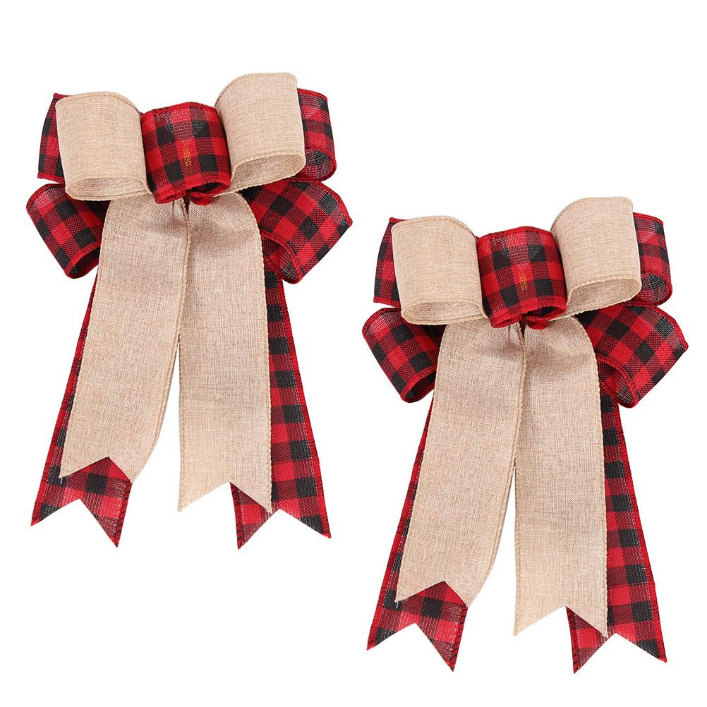 2Pcs Bowknot Ornaments Christmas Tree Decorations Colorful Long-Lasting Xmas Bow Hanging Pendant Family Xmas Party Decor