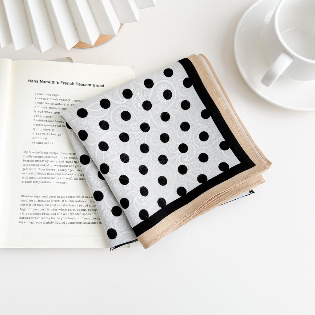 Silk Double Crepe Square Scarf Women's Spring and Summer Polka Dot Cashew Nut Mulberry Silk Scarf High-end Neck Scarf Versatile Scarf