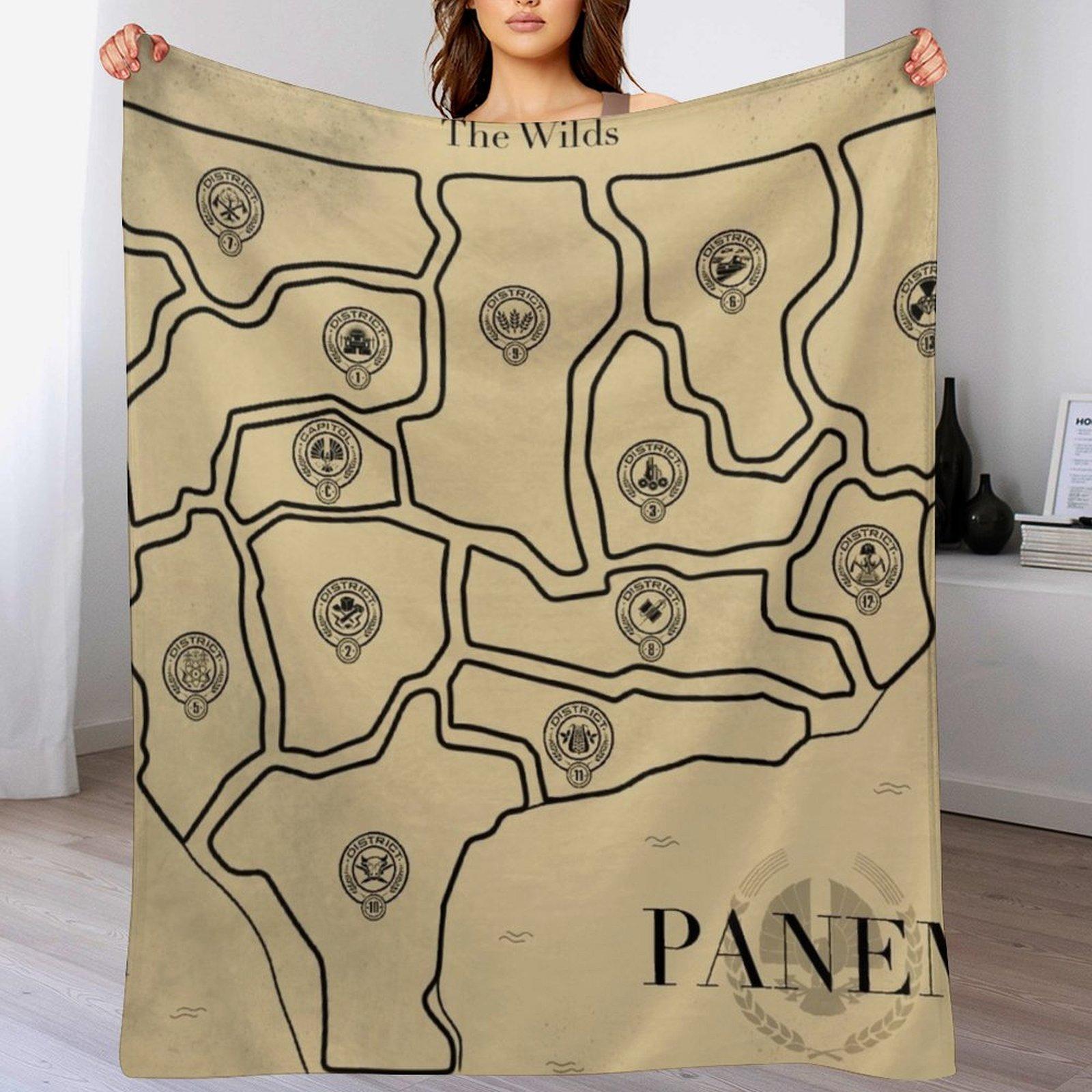

The Hunger Games map of Panem with all Districts Throw Blanket Durable Warm Blanket for Daily Home Use 102x76cm(40x30in)