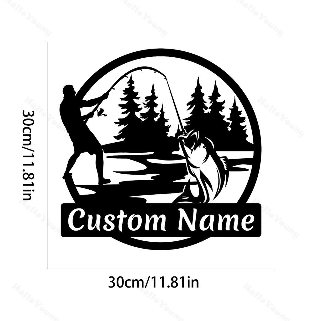 Customizable Metal Sign Fishing Silhouette Personalized Hot Sale Home Garden Kitchen Decor